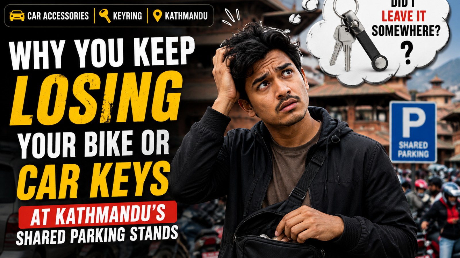 Slabby Tech blog banner reading 'Why You Keep Losing Your Keys at Kathmandu's Parking Stands' on a dark background with an orange accent